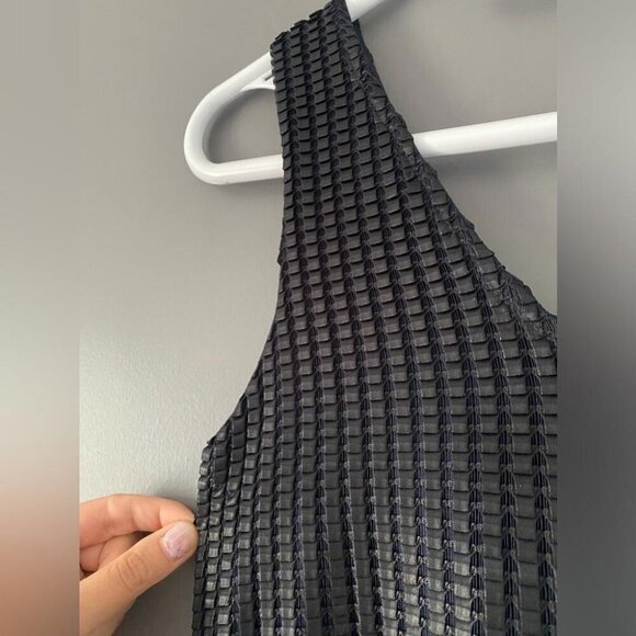 COCO & Tashi Knit Mini Dress Sz Medium Dark Blue Sleeveless V-Neck Belted - Picture 4 of 13